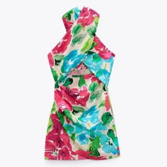 Zara Linen Blend Floral Print Dress - Picture 6 of 12